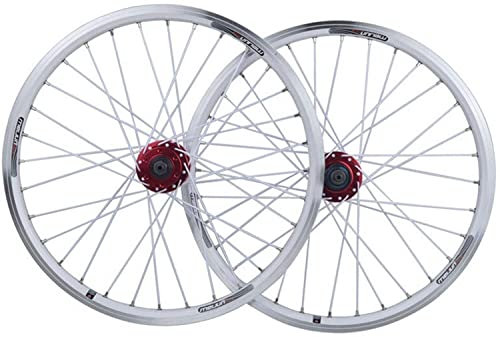 Amdieu Wheelset 20 Zoll Klappradrad Set, 32 Löcher Aluminiumlegierung 406 Fahrradrad Schnellfreisetz Road Wheel (Color : White, Size : 20inch)