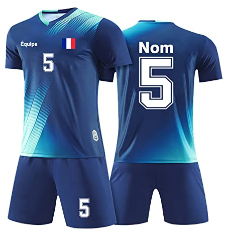 LAIFU Maillot Football Personnalisé Enfant Adulte Ensemble Foot Peut Être Personnalisé avec Votre Nom Numéro Équipe Logo