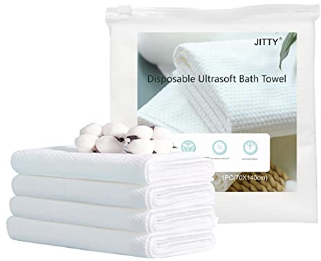 JITTY 4 Toallas de Baño Desechables,Toallas De Ducha Desechables Portátiles de Algodón Suave para Baño,Hotel,SPA,Viajes,Altamente Absorbentes,70 x 140 cm