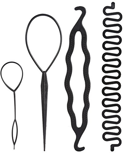 Haarknoten Maker, Magisches Haarflechtwerkzeug, Haarschlaufe Zum Durchziehen, Pferdeschwanz Durchziehwerkzeug, Topsy Schwanz Haarwerkzeug Haar Styling Damen, Frisurenhilfe Zubehör 4 Stück
