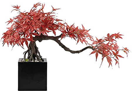 UNNS Kleiner Bonsai Künstliche Ahorn-Bonsai-realistische rote Maple-Metall-Basis-gefälschte Pflanzendekoration for Wohnzimmerbüro und -Studium Künstliche Topfpflanzen