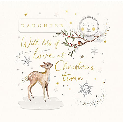 to My Daughter with Lots of Love Embellished Christmas Card Xmas Greeting Cards 496202