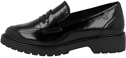 s.Oliver Damen Loafer ohne Absatz Spitz Elegant, Schwarz (Black Patent), 38 EU