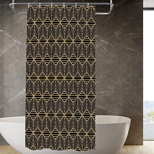 BaoNews Gold Optical Decor Shower Curtain,Art Cube Geometry Illusion Hexagon Polyester Shower Curtain for Shower Stall Bathroom Waterproof with 6 Hooks 36x72 Inch