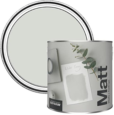 Rust-Oleum ultra strapazierfähige, extra deckende, abwaschbare, grau matte Wandfarbe - Winter-Grau 2,5 Litres