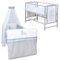 Baby Delux Babybett Komplett Set Kinderbett Mia 120x60 weiß grau Matratze Bettwäsche Set mehrteilig (Prince Grey Stars)