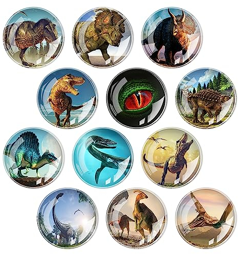Kühlschrankmagnete aus Glas, starke Tiere, dekorative Magnete für Kühlschrank, schöne Dekoration für Zuhause, Küche, Büro, Whiteboard, Dinosaurier-Kühlschrankmagnet, 12 Stück
