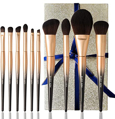 ENZO KEN Natürliches Zobelhaar Make-up Pinsel Set Professional Mit Geschenkbox - Kosmetikpinsel Mit Natürlichen Borsten