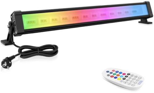 MEIHUA Foco LED Exterior 42W, Barras de Luz RGB con Control Remoto, IP66 Impermeable, 10 Colores, 6 Brillos, 12 Modos Cambio de Color de 6 Frecuencia, Luces RGB para Halloween Fiesta Jardín Bar