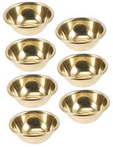 Garneck 7 Stück Tibetische Opferschalen Altar-Opferschale Tempel-Opferbecher Altarbecher Wasserbecher Wasserbehälter Weihrauchbrenner Goldenes Messing Manuelle Opferschale Aus