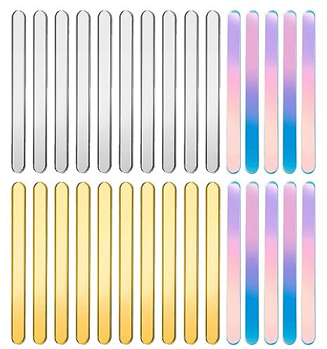 EULAPGOE 30 Piezas Reutilizable Acrílico Palos De Helado, Palos De Acrílico Espejo, Pequeños Palos Ice Cake Pop para La Fabricación De La Torta De Helado De Bricolaje