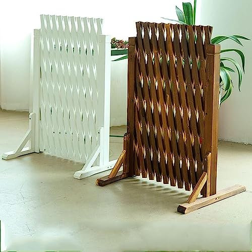 Wood Fence, Freestanding Telescopic Lattice Panels for Outside, Fence Panel Used as Home Decorative/Garden Grid Decoration/Pet Fence (Color : Braun, Size : 80 * 160cm)