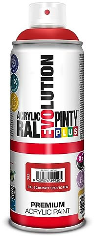 PINTYPLUS Pintura en spray Acrilica Mate EVOLUTION spray 520cc Matt Traffic Red RAL 3020