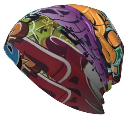 DOFFO Boer Goat bedruckte weiche Beanies für Herren, Strickmütze, Wintermütze, Strickmütze, Graffiti Hip Hop, 0-1