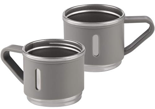 GRÄWE Juego de 2 tazas para café, tazas de té, 150 ml, vasos para espresso, vasos térmicos, color gris mate, 150 ml, irrompibles, aptas para lavavajillas