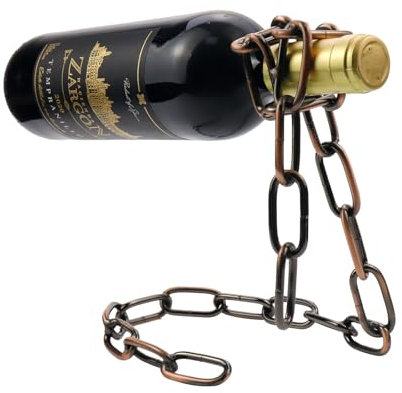 Curqia 1 Pack Chain Bottle Holder,Kitchen Wine Bottle Rack Stainless Steel Wine Rack Personalized Wine Rack(Bronze)