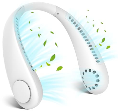 Portable Neck Fan, Hands-Free Bladeless Mini Fan with 360°Cooling Airflow, USB Rechargeable, Quiet Wearable Personal Fan with 3 Wind Speeds for Sports & Outdoor Adventures