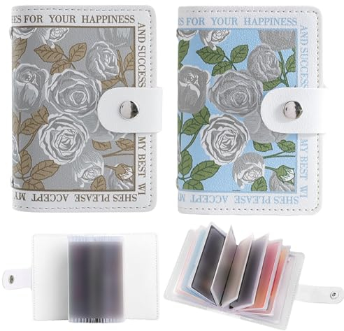KASESSS 2 Pièces Porte Carte Femme, Porte Cartes de Credit en Cuir PU, Porte-Carte avec 22 Fentes Porte Carte Fidelite Doux Porte Carte Bancaire pour La Vie Quotidienne Le Shopping et Les Voyages