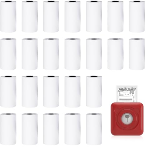 24 Rollen Thermopapier, 57 X 30mm Weiß Thermopapier für Kinderkamera, Mini Drucker Rollen Nachfülldruckpapier, Thermopapier für Kleine Fotodrucker, Registrierkassen Sofortdruck Thermopapier