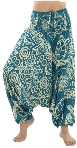 PANASIAM Aladinhose Atlantic - orientalische Haremshose, Goa-Hose, Sarouelhose, Pluderhose, Pumphose, Damen & Herren - Yoga, Freizeit - 100% Viskose