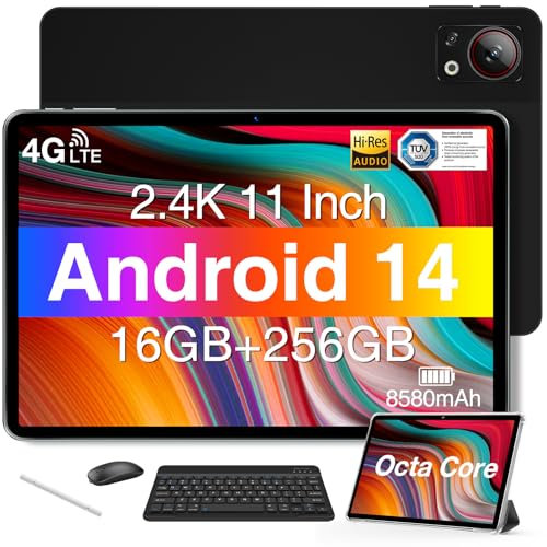 DOOGEE T30S 2025 Newest 11 Inch Tablet With Keyboard, 16GB+256GB/1TB, Octa-Core, 8580mAh, Android 14 Tablet With SIM Card Slot, Widevine L1, Bluetooth 5.0, 5G WiFi, Tablets with Pen,Mouse & Case-Black