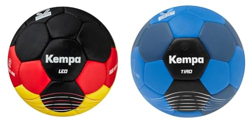 Kempa Leo Handball für Kinder und Erwachsene & Tiro Handball für Kinder, gewichtsreduzierter Trainingsball und Spielball, blau/schwarz in Größe 1