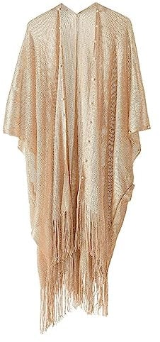 Kimono Robe Cardigan for Women - Beach Bikini Cover Up Short Sleeve Sarong Shawl Tops Open Front Cover Up Loose Swimwear Summer Beach Blouse Gold