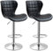 HOMCOM Lot de 2 Tabourets de Bar Design Contemporain Hauteur d'assise réglable 59-81 cm pivotant 360° polyuréthane Noir