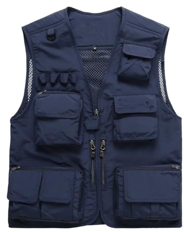 Vivikivi Herren Outdoor Weste Anglerweste Sommer Leicht Schnelltrockenweste Ärmellos Weste mit Viele Taschen für Angeln Safari Camping Wandern Reisen Cargo Jagd Sport