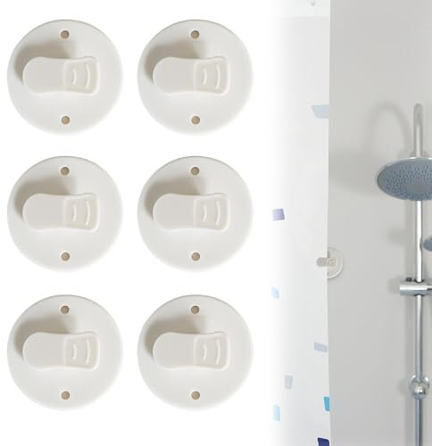 6 Stück Duschvorhang Clips,Schutz Spritzschutz Clips,Selbstklebende Vorhang Clips Winddichte Schutz Clips,Badewannen Zubehör,Duschspinne Für Badewanne,Zum Halten Duschvorhang Vorhang Cleveres Zubehör