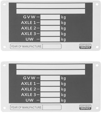 Briny River 2 Placas de Peso para Remolque de Aleación de Aluminio en Blanco para Chasis de Vehículo 115x63,5x0,7mm para Remolques de Triple Eje con Freno Y Sin Freno