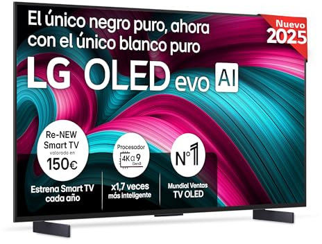 LG OLED42C54LA - TV 42, OLED EVO 4K, Smart TV AI C5, WebOS 25, Super Upscaling, Dolby Vision y Dolby Atmos, AMD FreeSync, Alexa/Google Assistant, Negro