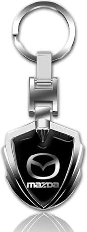 JIYIFAN Auto Schlüsselanhänger für Mazda 2 3 6 CX-3 CX-30 CX-5 CX-50 CX-60 CX-7 CX-8 CX-9 MX-5 MX-30, Schlüsselanhänger mit dem Logo für Auto Individuell als Geschenk Für Autofans,Silver