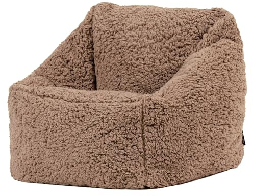 icon Natalia Teddy Fleece Kids Bean Bag Chair, Brown, Fluffy Kids Bean Bag Armchair with Filling Included for Girls and Boys, Childrens Chair, Nursery Décor, Playroom Décor, Bedroom Accessories