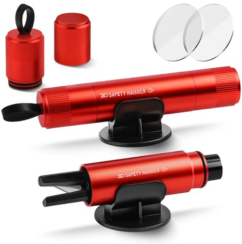 MOXYOY 2-in-1 Window Breaker and Seat Belt Cutter with Holders | 2-Pack Car Escape Tool, Emergency Car Safety Hammer for Vehicle Emergency Kits, Red
