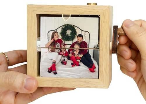 Personalisierte Flipbook-Box aus Holz mit Licht, individueller Fotorahmen, Geschenk für Paare, Freunde, Familie zu Weihnachten oder Geburtstagen