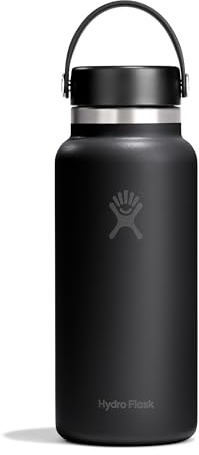 Hydro Flask – Wide Flex Cap 946 ml (32 oz) Bottle | Edelstahl, auslaufsicher – Kalt 24 Std., heiß 12 Std. isoliert – Black