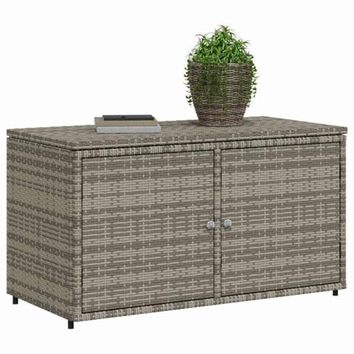Tomostar Aufbewahrungsschrank aus Kunstharz, Gartenschrank, Gartenhaus, Outdoor-Möbel, grau, 110 x 55 x 60,5 cm, Polyrattan
