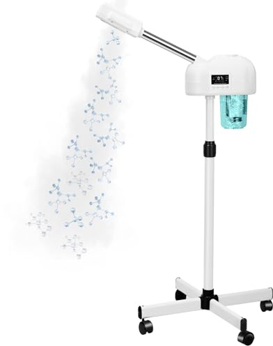 Professioneller Gesichtsdampfer Nano Ionic Hot Mist Spray Timer Funktion Gesichtsdampfer Maschine Vaporizador Gesichtsdampfer für Ästhetiker, Spa zu Hause (Weiß)