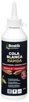 BOSTIK COLA BLANCA RÁPIDA - Biberón 250 g | Especial Madera - Carpintería y Ebanistería - Translúcido al Secado - Montaje y Aplacado - Resistente a la Humedad