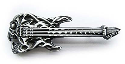eeddoo® Gürtelschnalle - Totenkopf Gitarre - Skull Guitar Buckle (Buckle für Wechselgürtel für Damen und Herren | Belt Frauen Männer Oldschool Rockabilly Metall Gothic Wave Rock Biker Western Trucker)