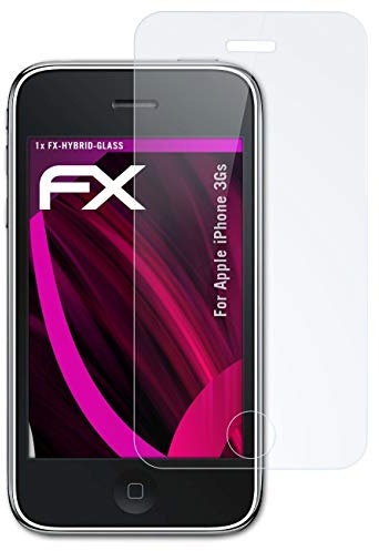 atFoliX Glasfolie kompatibel mit Apple iPhone 3Gs Displayfolie, 9H Hybrid-Glass FX Schutzpanzer Folie