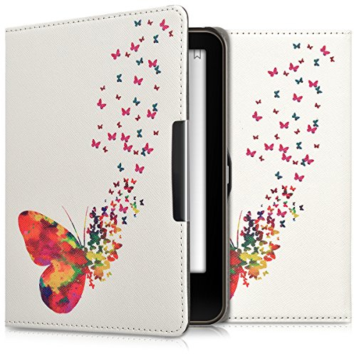 kwmobile Klapphülle kompatibel mit Tolino Vision 1/2 / 3/4 HD Hülle - eReader Case - Schmetterling Schwarm Mehrfarbig Pink Weiß