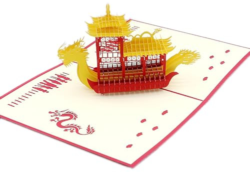 Medigy 3D Pop Up Grußkarten Blanko Karten für die meisten Anlässe (Drachenboot)