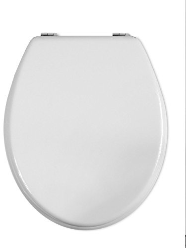 Vetrineinrete® Copriwater universale in legno MDF tavoletta da bagno wc con cerniere in acciaio inox resistente (Bianco) B59