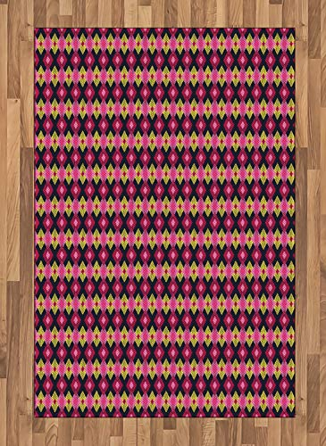 ABAKUHAUS Ikat Teppich, Böhmische Art Diamantmotive, Deko-Teppich Digitaldruck, Färben mit langfristigen Halt, 120 x 180 cm, Mehrfarbig