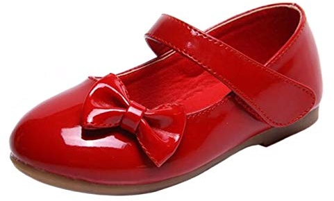 DADAWEN Mädchen Mary Jane Halbschuhe Ballerinas Schleife Prinzessin Schuhe,Rot,23 EU