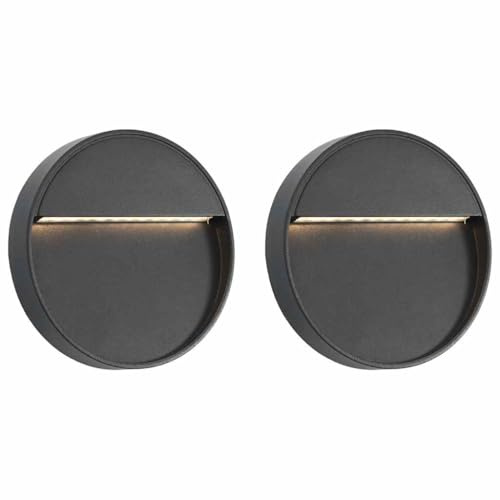 vidaXL 2X Outdoor LED Wall Lights Waterproof Cast Downwards with Opal PC Diffuser Garden Patio Lighting Fixture Lamp 3W Black Round