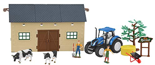 JAMARA 460533 - New Holland Farmer Set2, 1:32 - offiziell lizenziert, Spielspaß für die kleinen Landwirte, detailgetreues Design mit Zubehör, mehrfarbig
