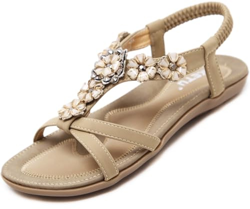Acfoda Sandalias Mujer Verano Planas Chanclas Bohemio Playa | Ortopedicas,Cómodas Zapatos,Casual,Suave y Ligera,Punta Abierta